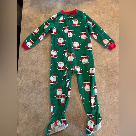 Carter's - Festive Green and Red Santa Toddler Onesie Pajamas, Size 3T - Picture 1 of 4